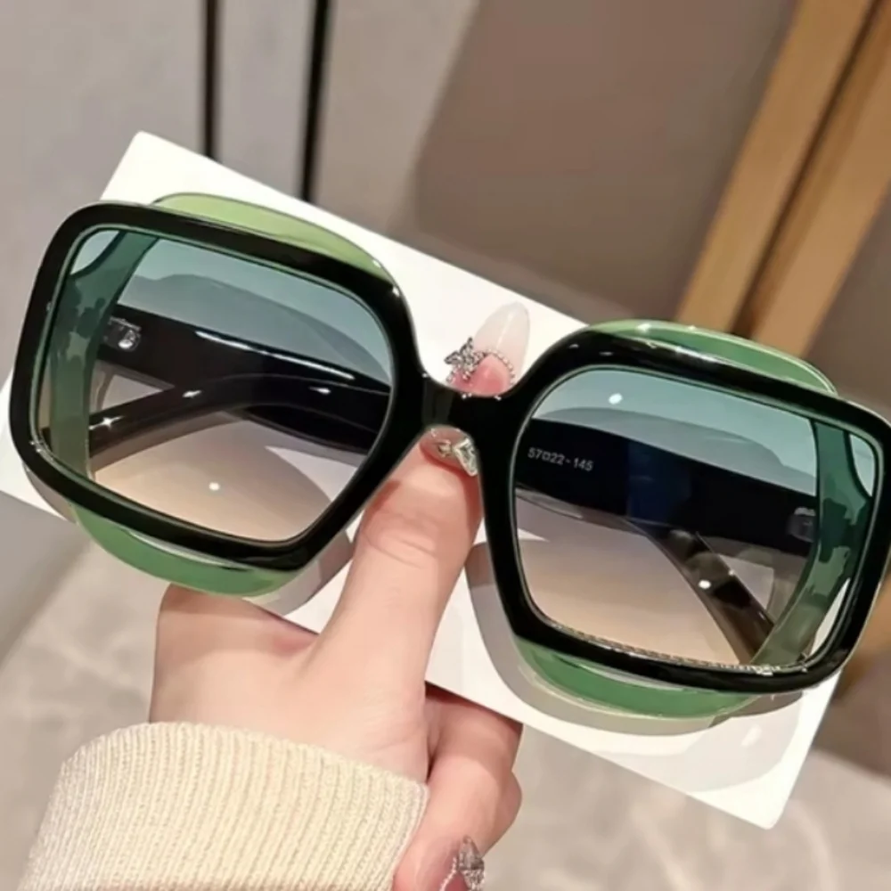 Luxury Style Unisex Chunky Oversized Spring Green Gradient Sunglasses